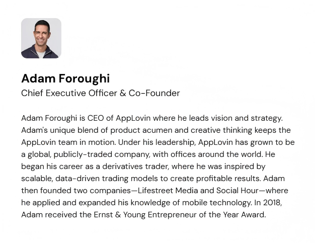 AppLovin CEO Foroughi,早年从事量化交易