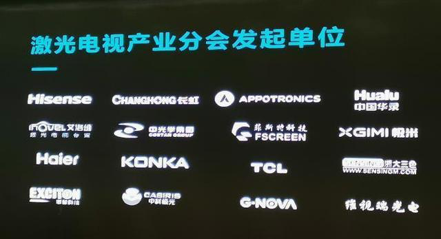 激光电视产业分会包括海信、长虹、海尔、康佳、TCL等中国电视行业名牌，共16个发起单位